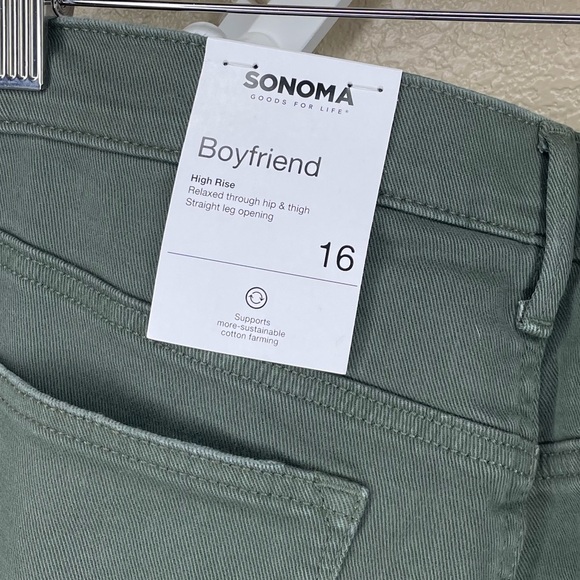 Sonoma Boyfriend High Rise Pants Olive Green NWT - Picture 4 of 5